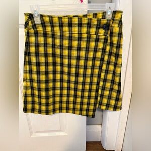 Plaid Yellow and Black Womens wrap dress mini Joe Fresh